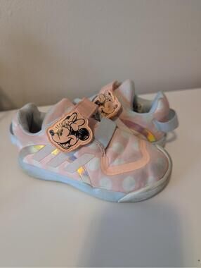 Adidas Toddler Girl 9.5K Minnie Mouse Pink Holographic Athletic Sneakers